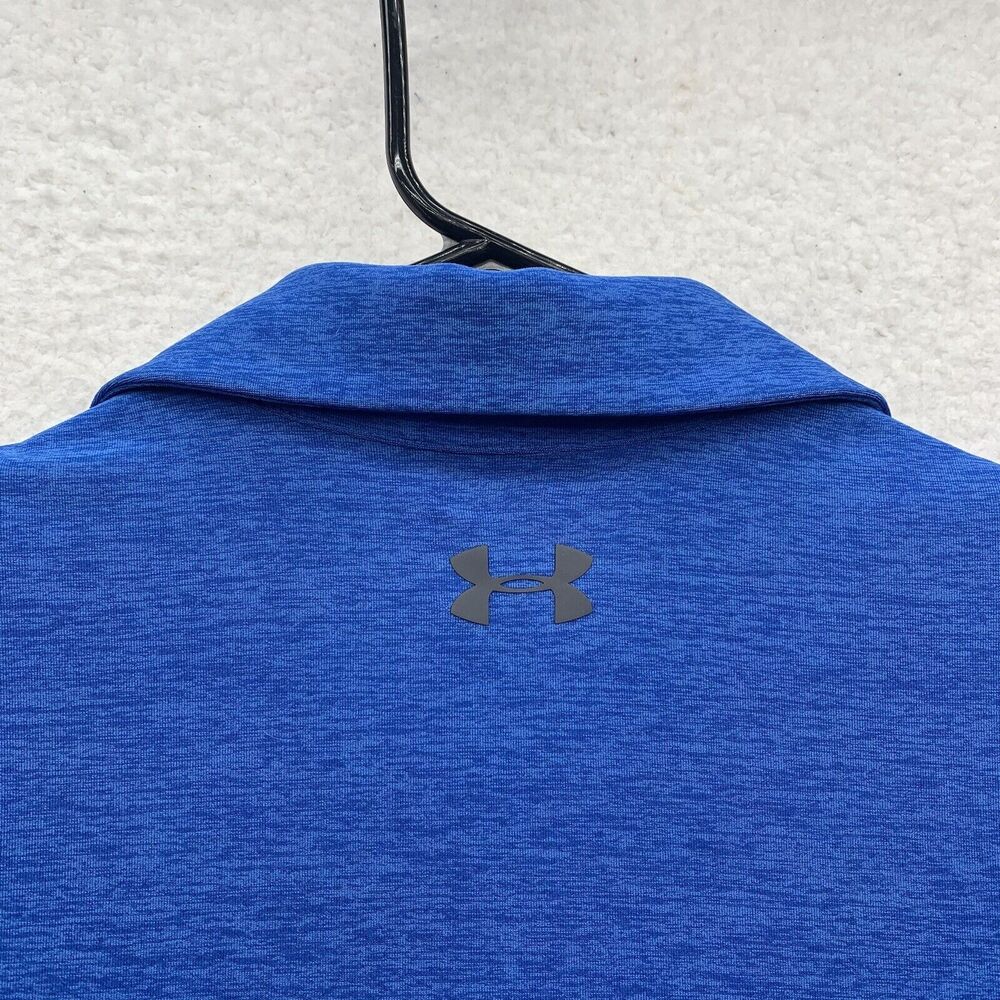 Under Armour Polo Shirt Mens Medium M Loose HeatGear Blue Geometric Golf Dad - Picture 6 of 10